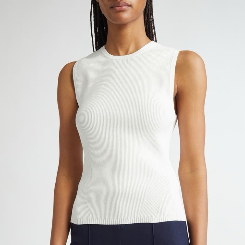 Veronica Beard Rib Sweater Tank In White Size Xl Nwot